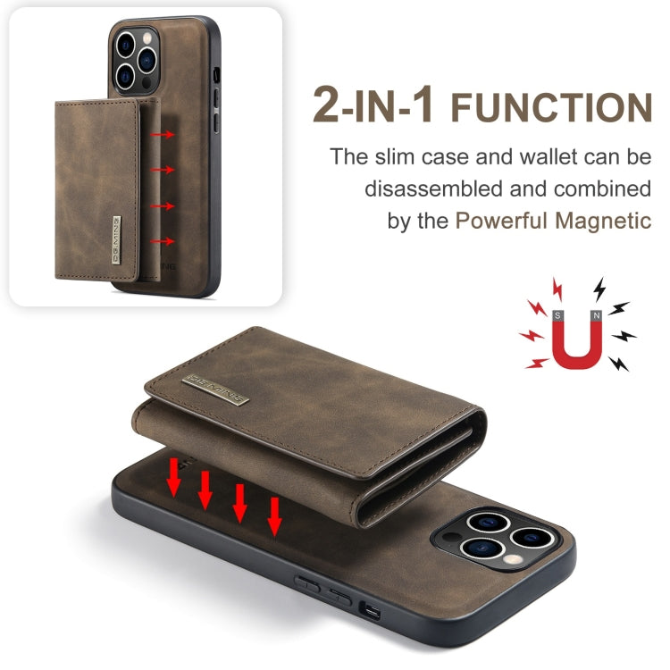 For iPhone 15 Pro Max DG.MING M1 Series 3-Fold Multi Card Wallet Leather Phone Case(Coffee) - HoMEdemic™ 