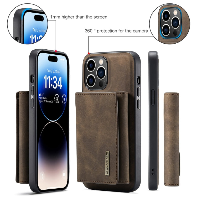 For iPhone 15 Pro Max DG.MING M1 Series 3-Fold Multi Card Wallet Leather Phone Case(Coffee) - HoMEdemic™ 
