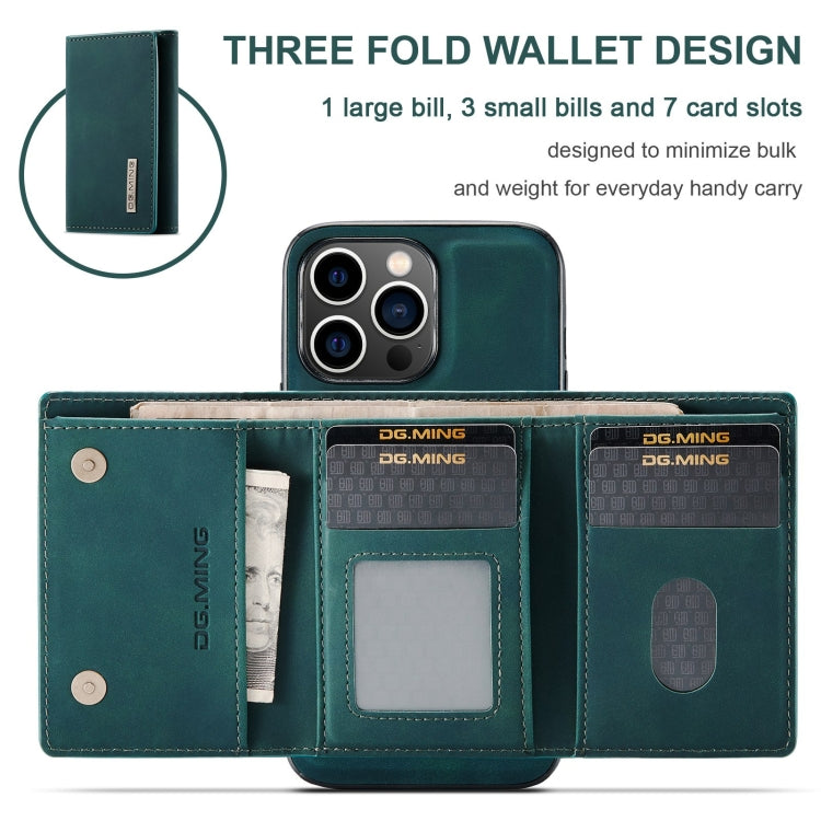 For iPhone 15 Pro Max DG.MING M1 Series 3-Fold Multi Card Wallet Leather Phone Case(Green) - HoMEdemic™ 