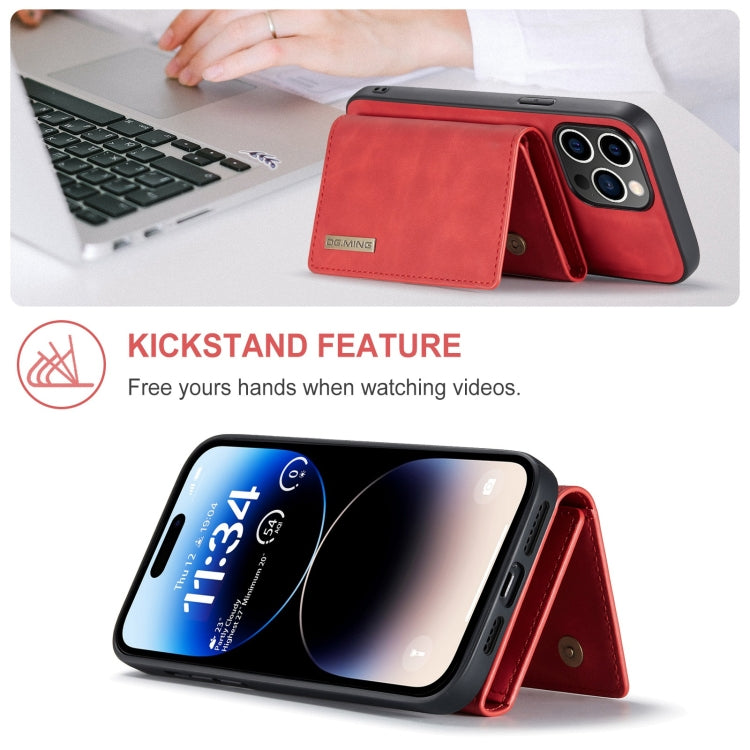 For iPhone 15 Pro Max DG.MING M1 Series 3-Fold Multi Card Wallet Leather Phone Case(Red) - HoMEdemic™ 