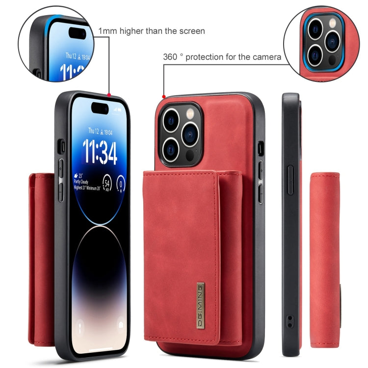 For iPhone 15 Pro Max DG.MING M1 Series 3-Fold Multi Card Wallet Leather Phone Case(Red) - HoMEdemic™ 