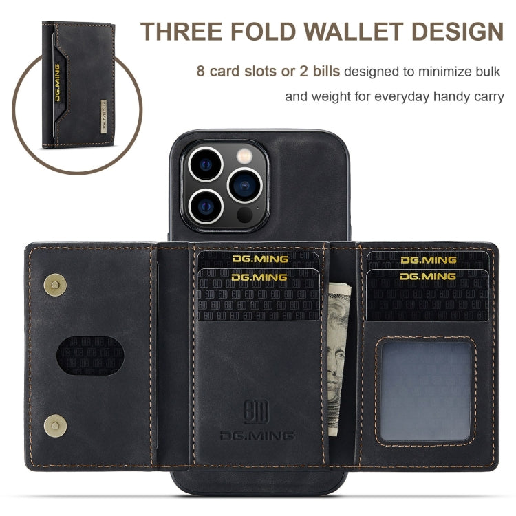 For iPhone 15 Pro Max DG.MING M2 Series 3-Fold Card Bag Wallet Leather Phone Case(Black) - HoMEdemic™ 
