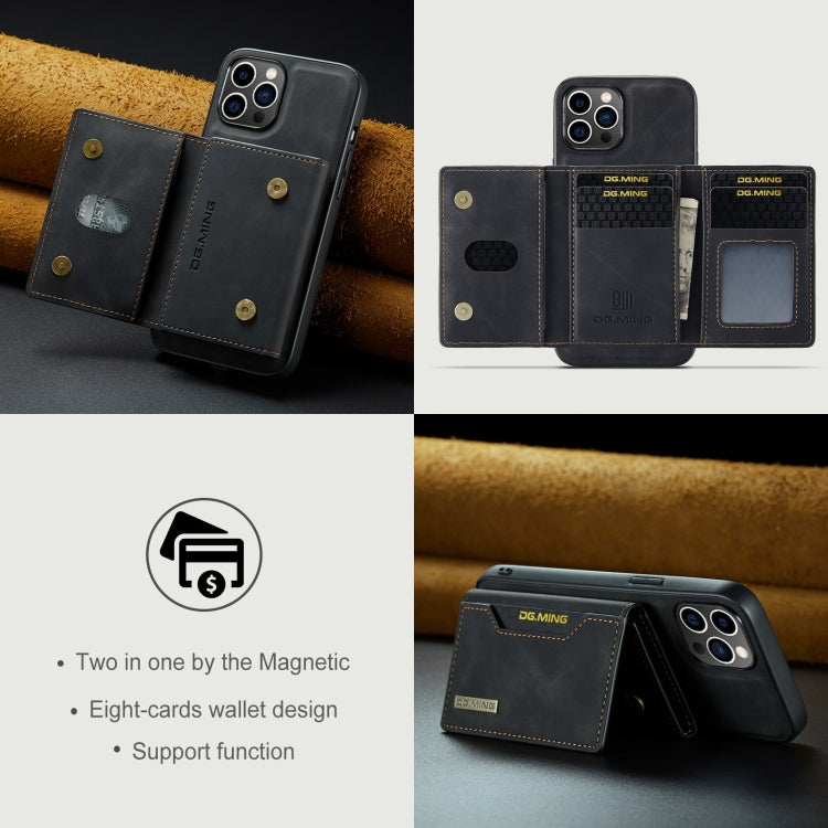For iPhone 15 Pro Max DG.MING M2 Series 3-Fold Card Bag Wallet Leather Phone Case(Black) - HoMEdemic™ 