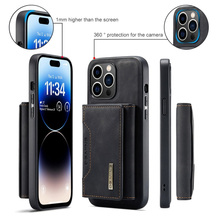 For iPhone 15 Pro Max DG.MING M2 Series 3-Fold Card Bag Wallet Leather Phone Case(Black) - HoMEdemic™ 