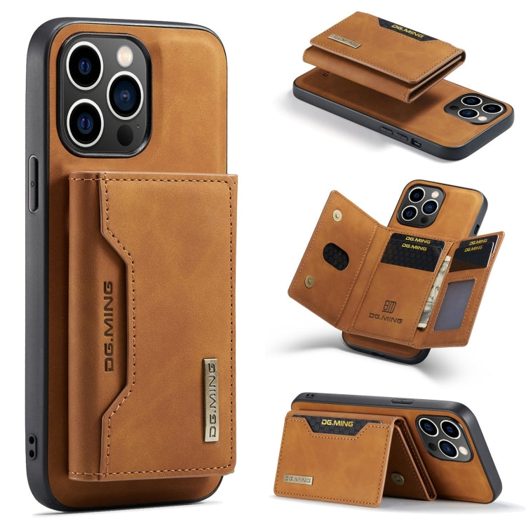 For iPhone 15 Pro Max DG.MING M2 Series 3-Fold Card Bag Wallet Leather Phone Case(Brown) - HoMEdemic™ 