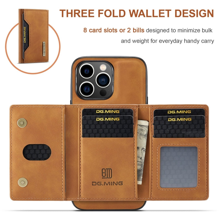 For iPhone 15 Pro Max DG.MING M2 Series 3-Fold Card Bag Wallet Leather Phone Case(Brown) - HoMEdemic™ 