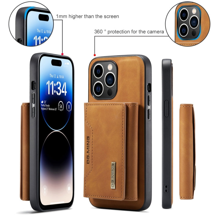 For iPhone 15 Pro Max DG.MING M2 Series 3-Fold Card Bag Wallet Leather Phone Case(Brown) - HoMEdemic™ 