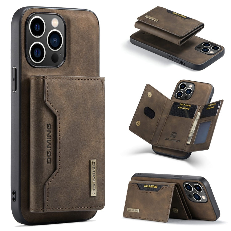 For iPhone 15 Pro Max DG.MING M2 Series 3-Fold Card Bag Wallet Leather Phone Case(Coffee) - HoMEdemic™ 