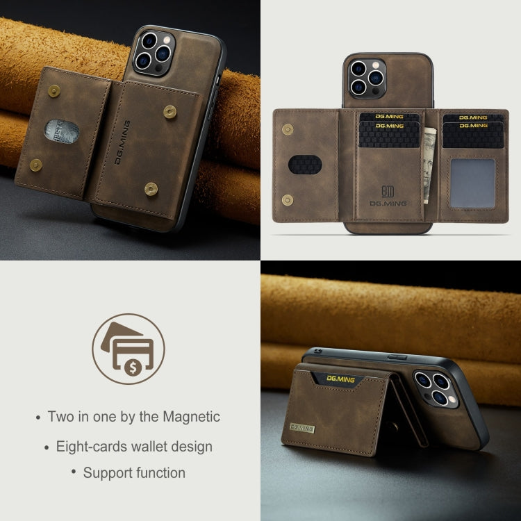 For iPhone 15 Pro Max DG.MING M2 Series 3-Fold Card Bag Wallet Leather Phone Case(Coffee) - HoMEdemic™ 