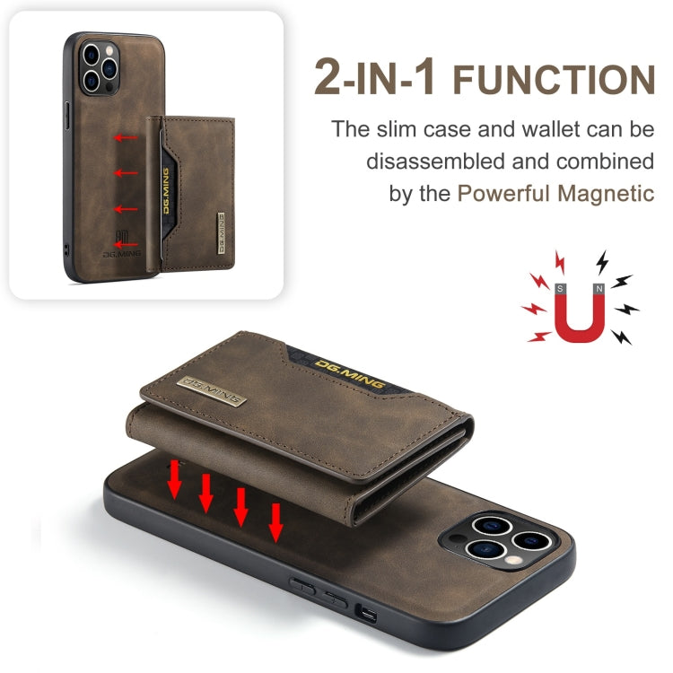 For iPhone 15 Pro Max DG.MING M2 Series 3-Fold Card Bag Wallet Leather Phone Case(Coffee) - HoMEdemic™ 