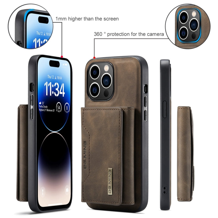 For iPhone 15 Pro Max DG.MING M2 Series 3-Fold Card Bag Wallet Leather Phone Case(Coffee) - HoMEdemic™ 