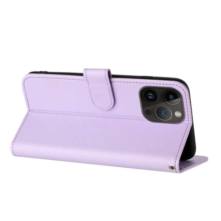 For iPhone 15 Pro Max Datura Flower Embossed Flip Leather Phone Case(Purple) - HoMEdemic™ 