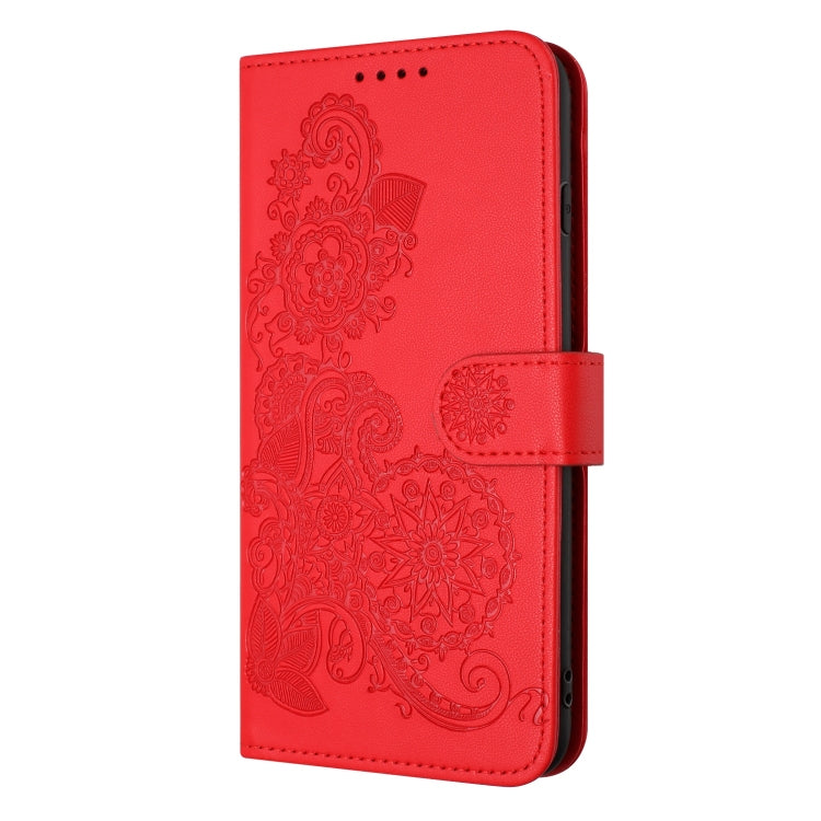 For iPhone 15 Pro Max Datura Flower Embossed Flip Leather Phone Case(Red) - HoMEdemic™ 