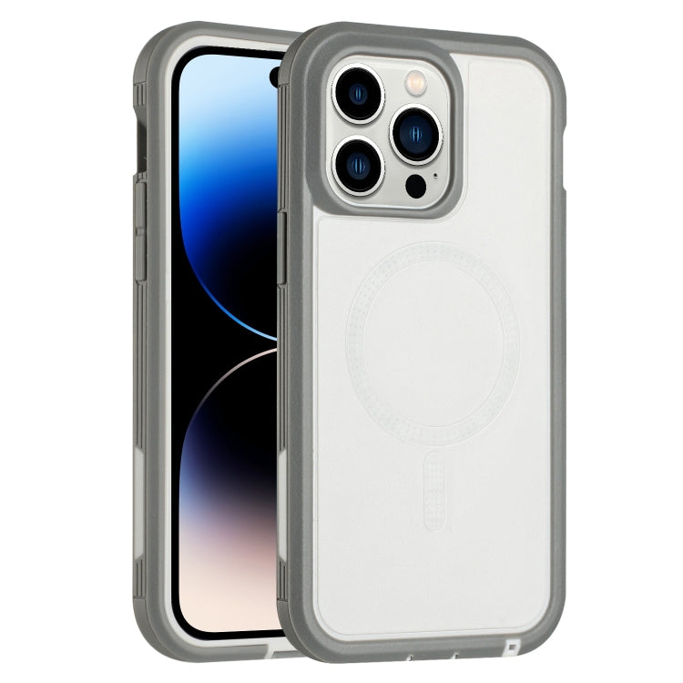 For iPhone 15 Pro Max Defender Series XT MagSafe Magnetic PC + TPU Shockproof Phone Case(White+Grey) - HoMEdemic™ 
