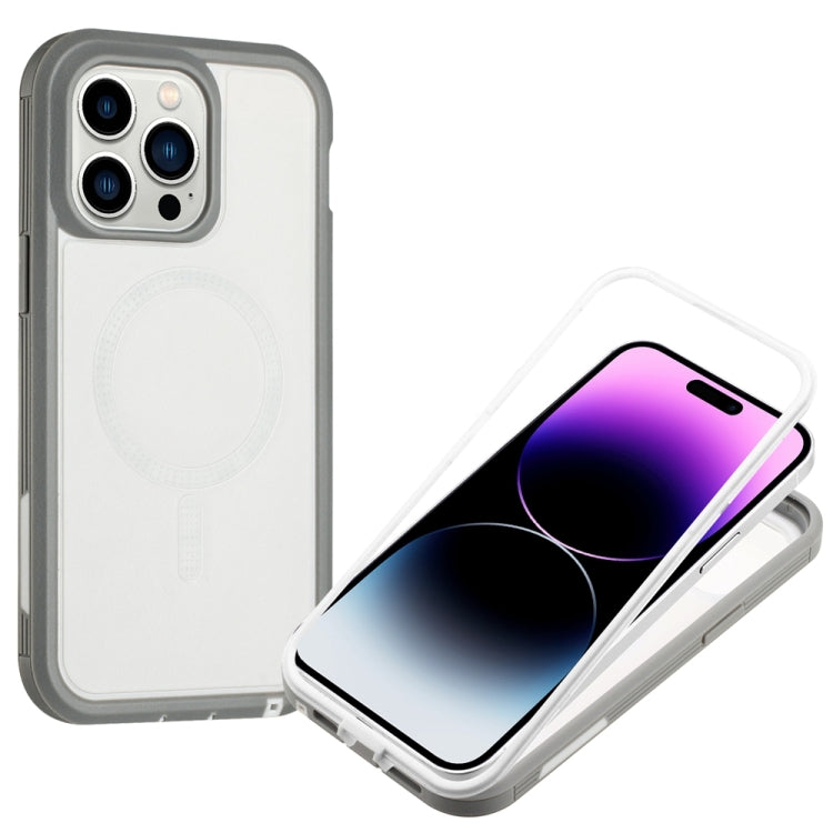 For iPhone 15 Pro Max Defender Series XT MagSafe Magnetic PC + TPU Shockproof Phone Case(White+Grey) - HoMEdemic™ 