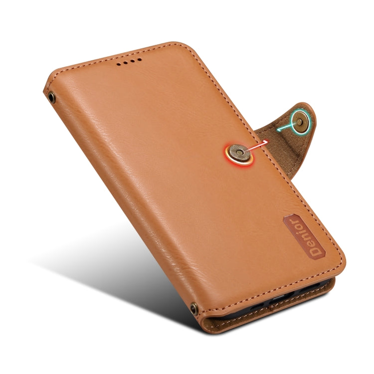 For iPhone 15 Pro Max Denior Cowhide Texture Wallet Style Leather Phone Case(Khaki) - HoMEdemic™ 