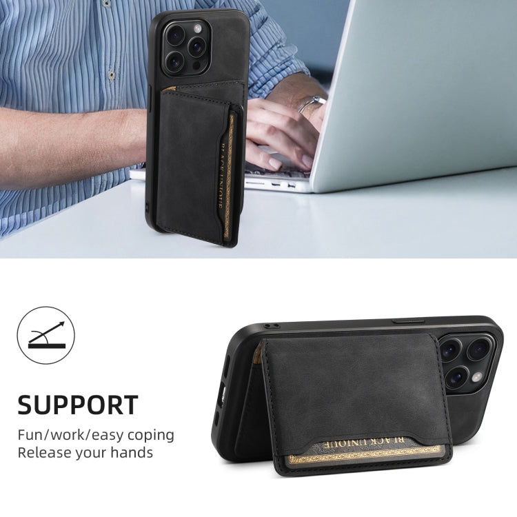 For iPhone 15 Pro Max Denior D13 Retro Texture Leather MagSafe Card Bag Phone Case(Black) - HoMEdemic™ 