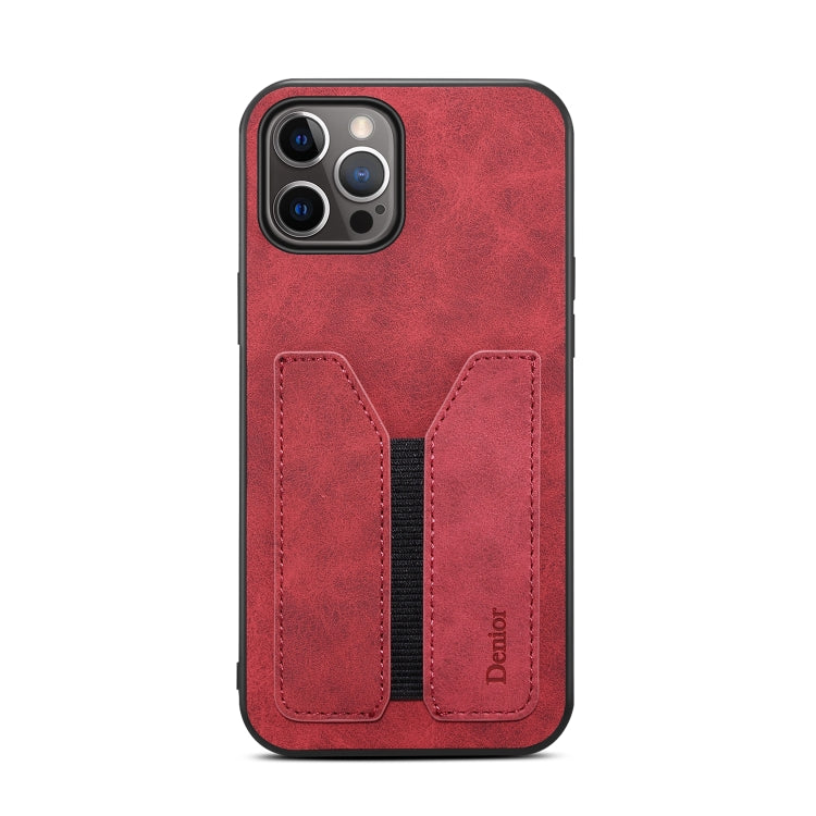 For iPhone 15 Pro Max Denior DV Elastic Card Slot PU Back Cover Phone Case(Red) - HoMEdemic™ 