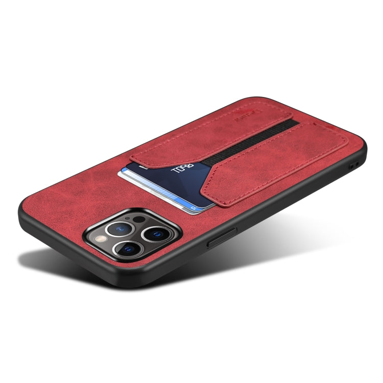 For iPhone 15 Pro Max Denior DV Elastic Card Slot PU Back Cover Phone Case(Red) - HoMEdemic™ 