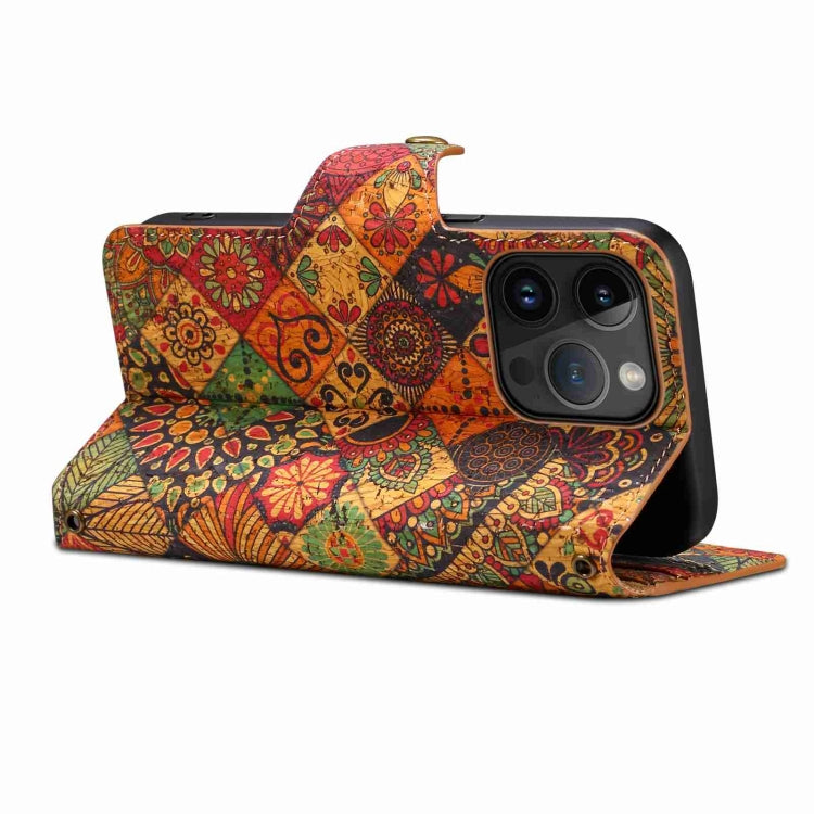 For iPhone 15 Pro Max Denior Flower Language Series Cork Fabric Oil Edge Leather Phone Case(Autumn) - HoMEdemic™ 