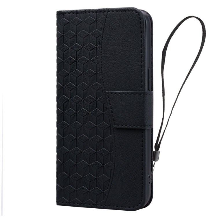 For iPhone 15 Pro Max Diamond Buckle Leather Phone Case with Lanyard(Black) - HoMEdemic™ 