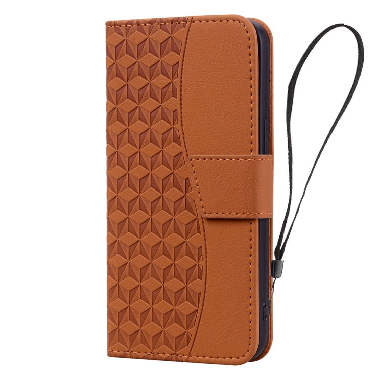 For iPhone 15 Pro Max Diamond Buckle Leather Phone Case with Lanyard(Brown) - HoMEdemic™ 