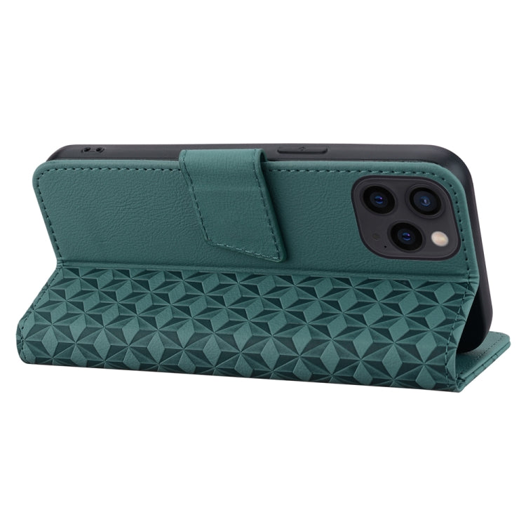For iPhone 15 Pro Max Diamond Buckle Leather Phone Case with Lanyard(Green) - HoMEdemic™ 