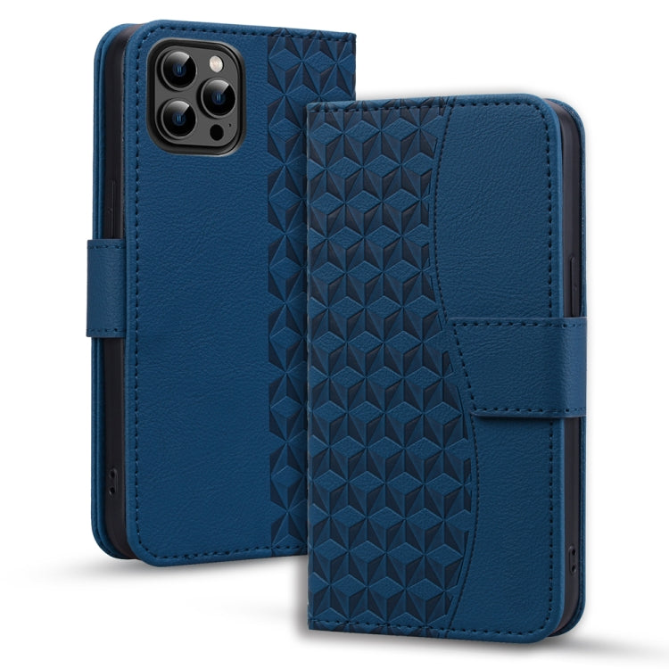 For iPhone 15 Pro Max Diamond Buckle Leather Phone Case with Lanyard(Royal Blue) - HoMEdemic™ 