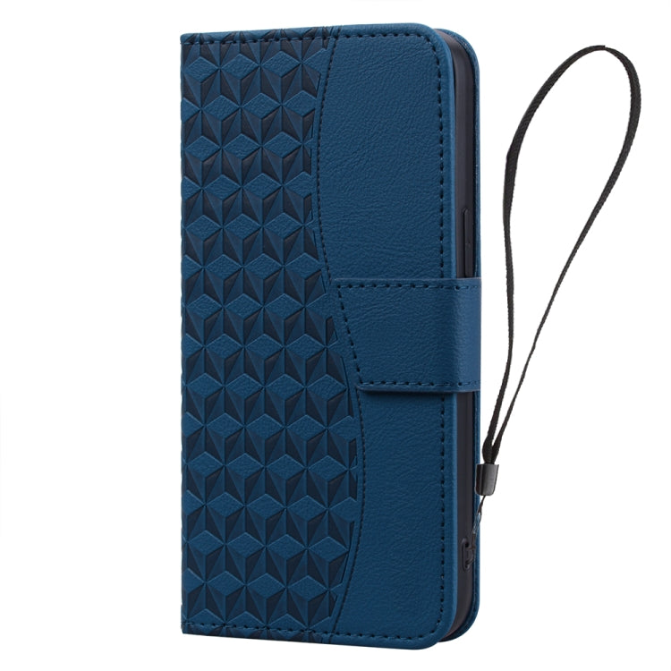 For iPhone 15 Pro Max Diamond Buckle Leather Phone Case with Lanyard(Royal Blue) - HoMEdemic™ 