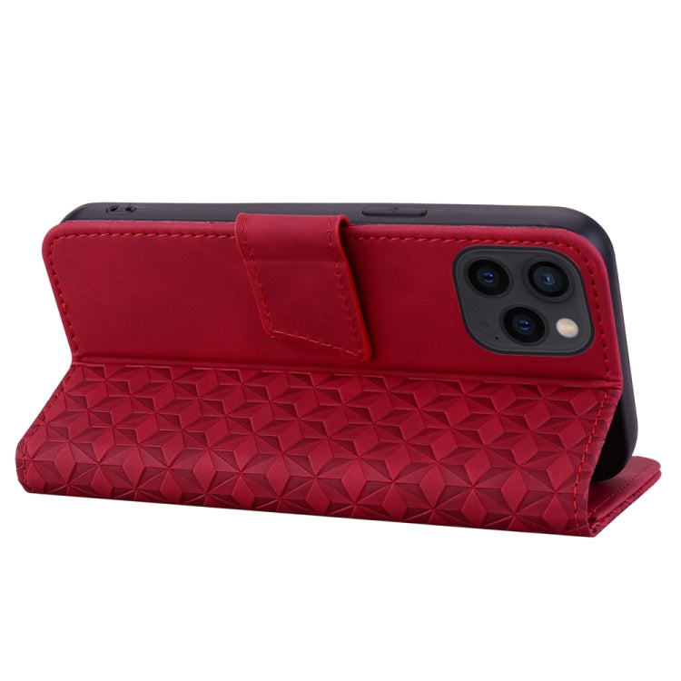 For iPhone 15 Pro Max Diamond Buckle Leather Phone Case with Lanyard(Wine Red) - HoMEdemic™ 