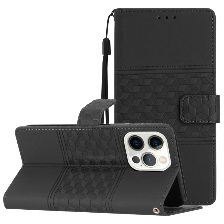 For iPhone 15 Pro Max Diamond Embossed Skin Feel Leather Phone Case(Black) - HoMEdemic™ 