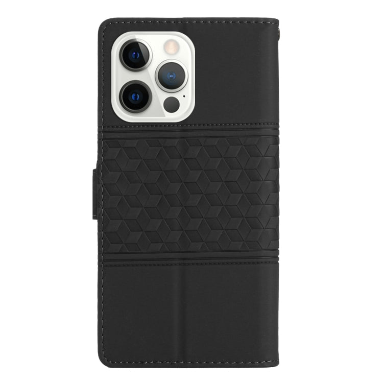 For iPhone 15 Pro Max Diamond Embossed Skin Feel Leather Phone Case(Black) - HoMEdemic™ 