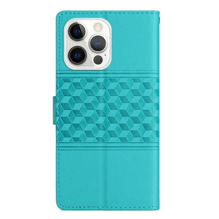 For iPhone 15 Pro Max Diamond Embossed Skin Feel Leather Phone Case(Blue) - HoMEdemic™ 