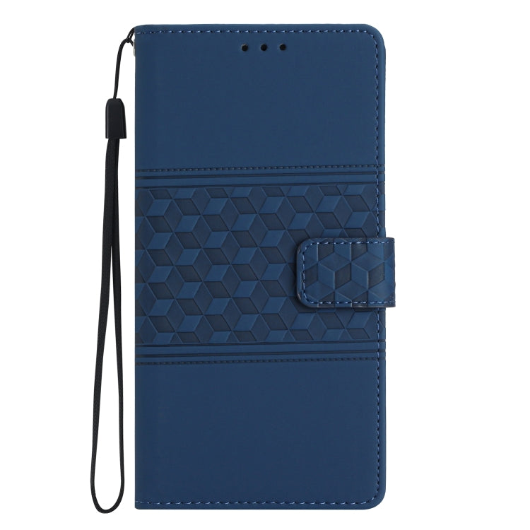 For iPhone 15 Pro Max Diamond Embossed Skin Feel Leather Phone Case(Dark Blue) - HoMEdemic™ 