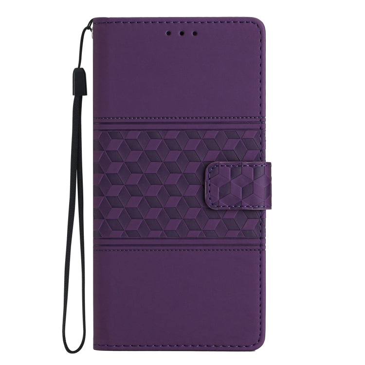For iPhone 15 Pro Max Diamond Embossed Skin Feel Leather Phone Case(Purple) - HoMEdemic™ 