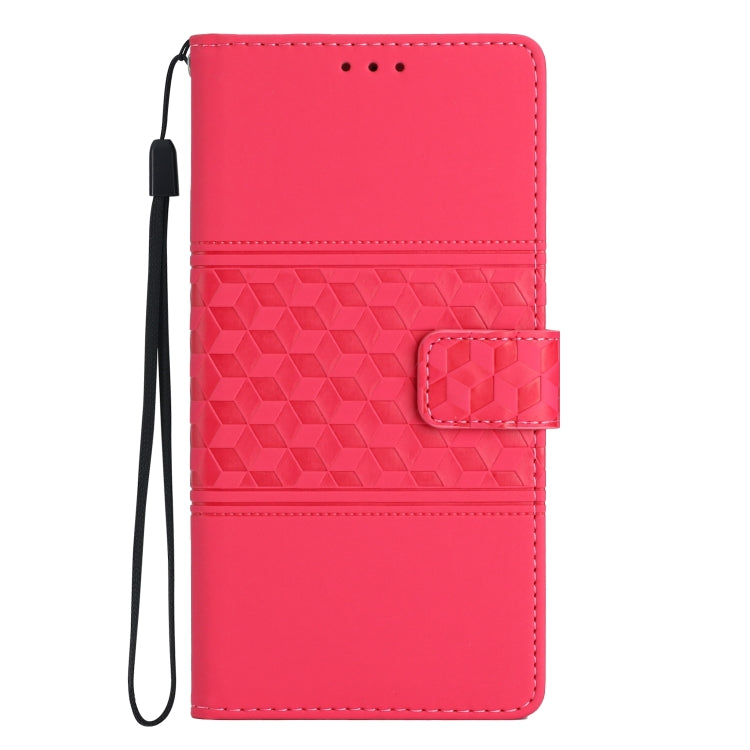 For iPhone 15 Pro Max Diamond Embossed Skin Feel Leather Phone Case(Red) - HoMEdemic™ 