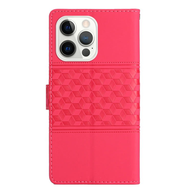 For iPhone 15 Pro Max Diamond Embossed Skin Feel Leather Phone Case(Red) - HoMEdemic™ 