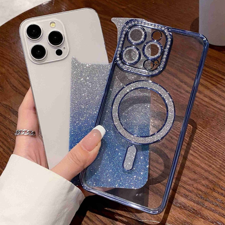 For iPhone 15 Pro Max Diamond Gradient Glitter Plated MagSafe Phone Case(Blue) - HoMEdemic™ 