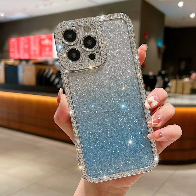 For iPhone 15 Pro Max Diamond Gradient Glitter Plated TPU Phone Case(Blue) - HoMEdemic™ 