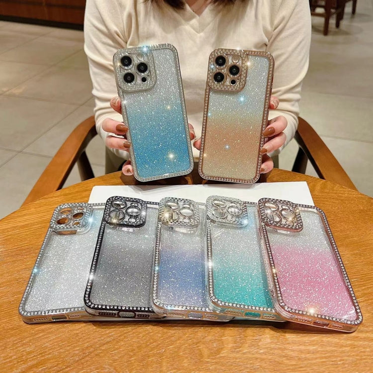 For iPhone 15 Pro Max Diamond Gradient Glitter Plated TPU Phone Case(Pink) - HoMEdemic™ 