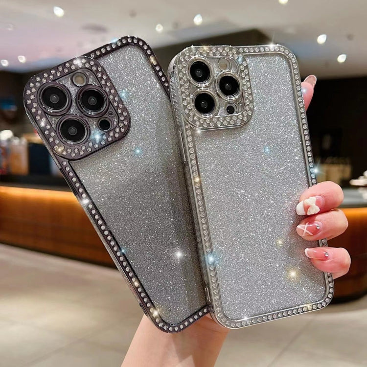 For iPhone 15 Pro Max Diamond Gradient Glitter Plated TPU Phone Case(Silver) - HoMEdemic™ 