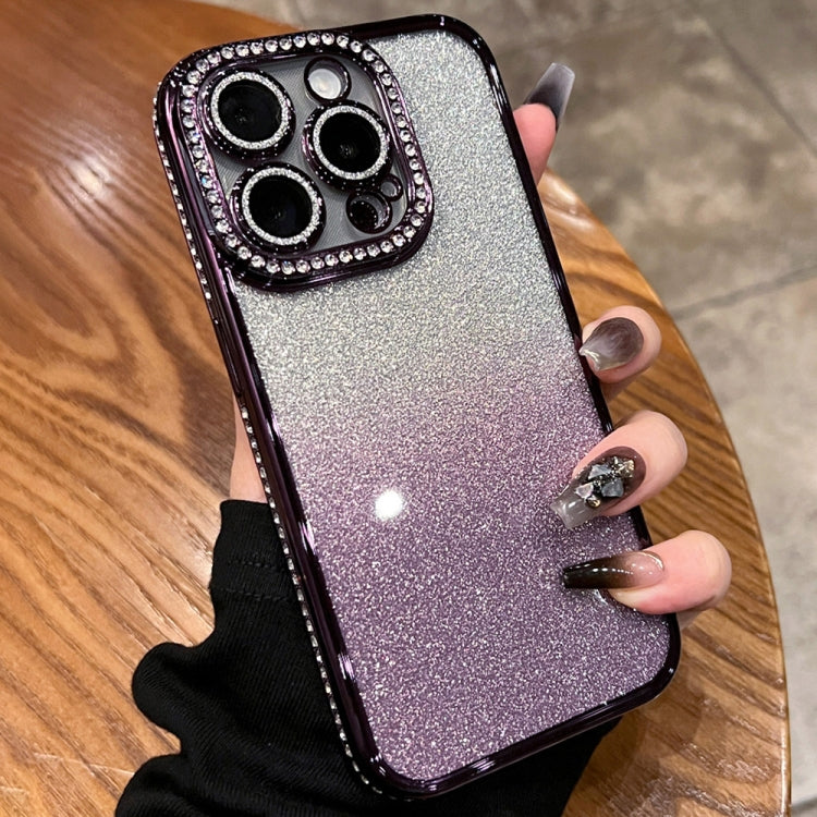 For iPhone 15 Pro Max Diamond Gradient Glitter TPU Phone Case(Gradient Purple) - HoMEdemic™ 