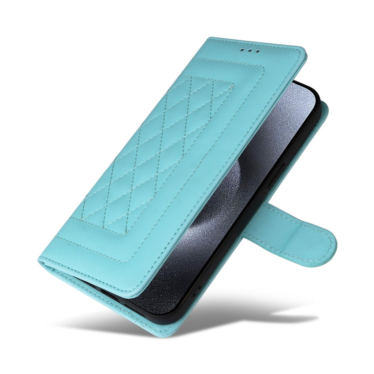 For iPhone 15 Pro Max Diamond Lattice Leather Flip Phone Case(Mint Green) - HoMEdemic™ 