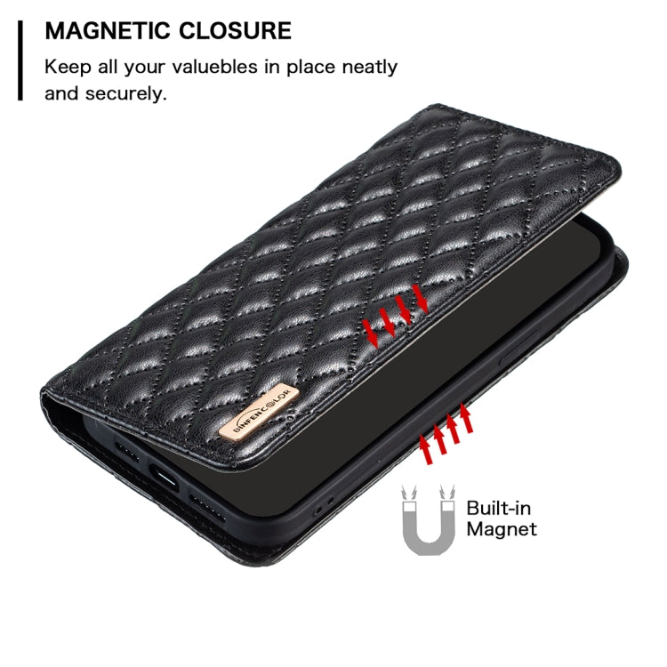 For iPhone 15 Pro Max Diamond Lattice Magnetic Leather Flip Phone Case(Black) - HoMEdemic™ 