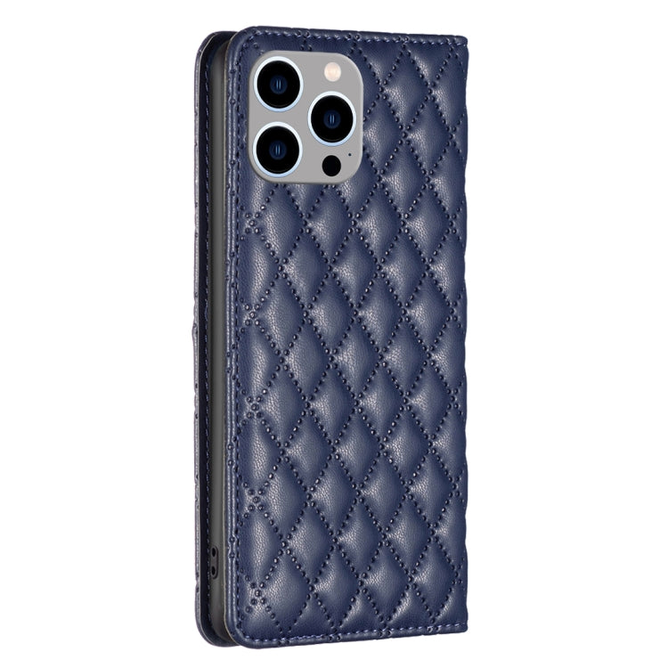For iPhone 15 Pro Max Diamond Lattice Magnetic Leather Flip Phone Case(Blue) - HoMEdemic™ 