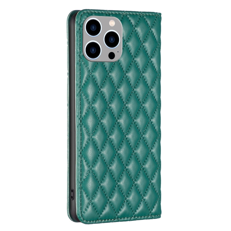 For iPhone 15 Pro Max Diamond Lattice Magnetic Leather Flip Phone Case(Green) - HoMEdemic™ 
