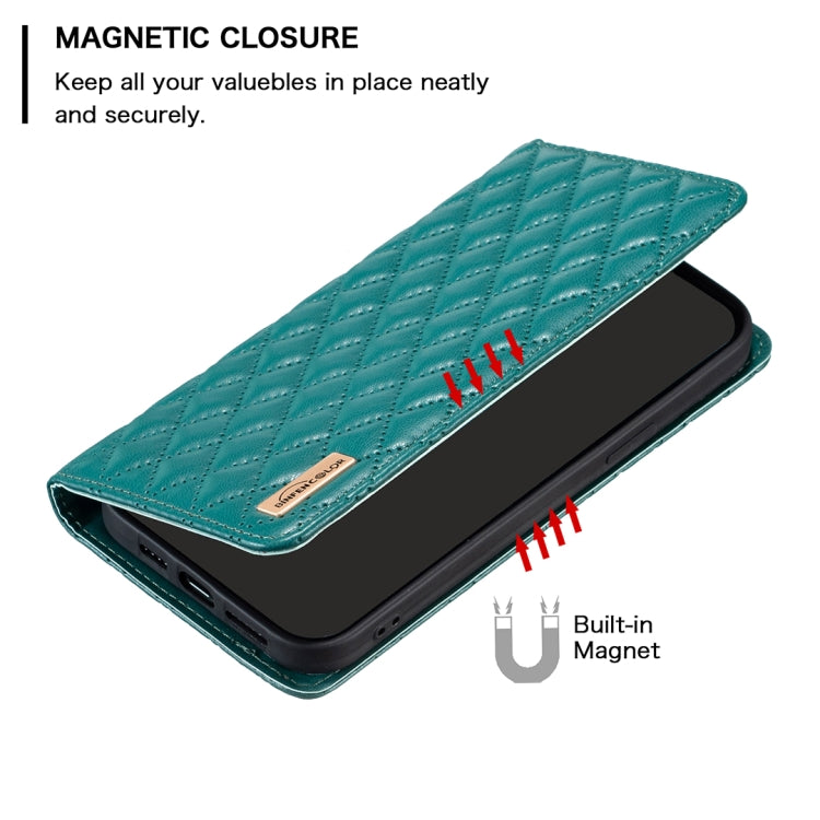 For iPhone 15 Pro Max Diamond Lattice Magnetic Leather Flip Phone Case(Green) - HoMEdemic™ 