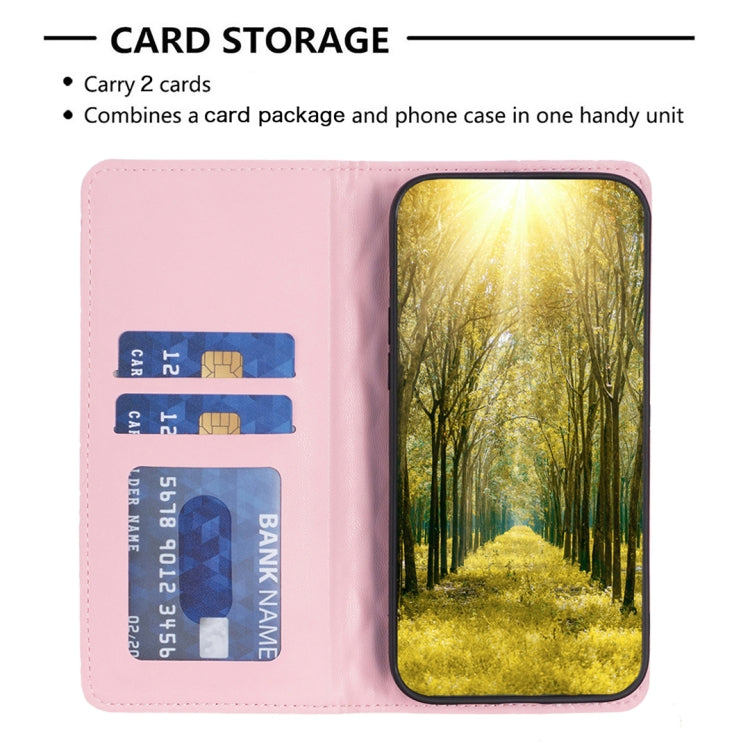 For iPhone 15 Pro Max Diamond Lattice Magnetic Leather Flip Phone Case(Pink) - HoMEdemic™ 