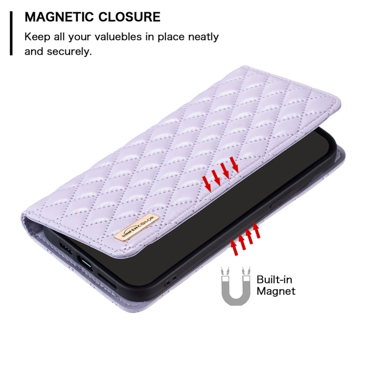 For iPhone 15 Pro Max Diamond Lattice Magnetic Leather Flip Phone Case(Purple) - HoMEdemic™ 