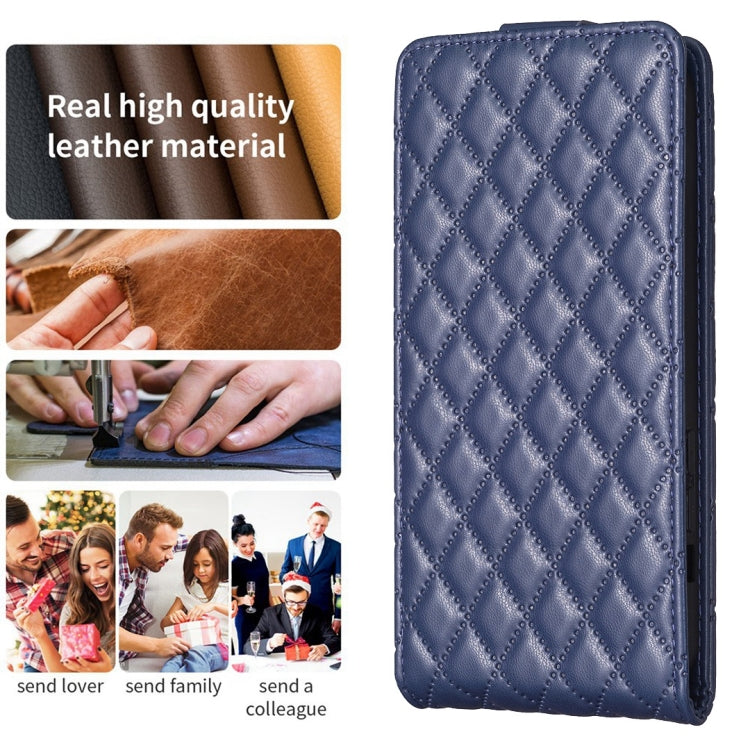 For iPhone 15 Pro Max Diamond Lattice Vertical Flip Leather Phone Case(Blue) - HoMEdemic™ 